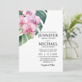 All in One Pink Orchids Hochzeitseinladungen Einladung (Stehend Vorderseite)