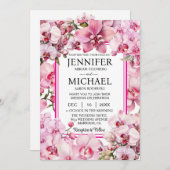 All in One Pink Orchids Hochzeitseinladungen Einladung (Vorne/Hinten)