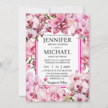 All in One Pink Orchids Hochzeitseinladungen