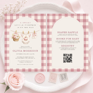 All in One Pink Pumpkin Wäscheleine Baby Shower Einladung