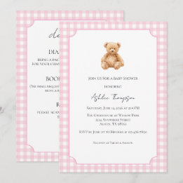 All in One Preppy Classic Teddybär-Baby-Party Einladung