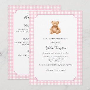 All in One Preppy Classic Teddybär-Baby-Party Einladung