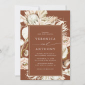 All in one Protea Pampas Grass Terracotta Wedding Einladung (Vorderseite)