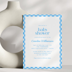 All in One QR-Code Blau Retro-Baby-Party-Einladung Einladung