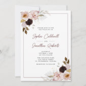 All in one QR Code Blush Pink Roses Wedding Einladung (Vorderseite)