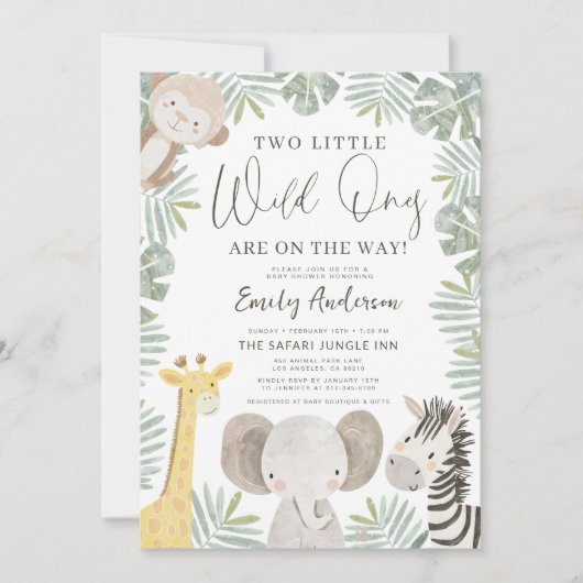 All in one QR Code Two Wild Ones Baby Shooter Einladung (Vorderseite)