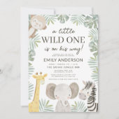 All in One QR Code Wild One Safari Baby Shower Einladung (Vorderseite)