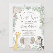 All in One QR Code Wild One Safari Baby Shower Einladung (Vorderseite)