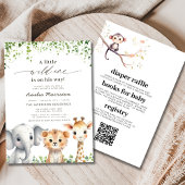 All in One QR Code Wild One Safari Baby Shower Einladung