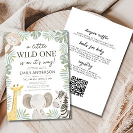 All in One QR Code Wild One Safari Baby Shower Einladung