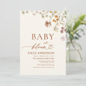 All in One QR Code Wildblume Baby in Bloom Shower Einladung (Stehend Vorderseite)