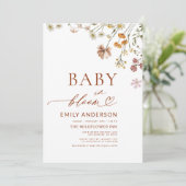 All in One QR Code Wildblume Baby in Bloom Shower Einladung (Stehend Vorderseite)