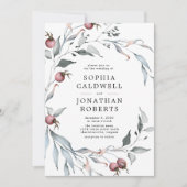 All in One QR Code Winter Berries Greenerity Weddi Einladung (Vorderseite)