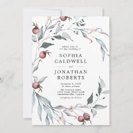 All in One QR Code Winter Berries Greenerity Weddi Einladung