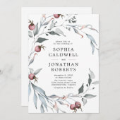 All in One QR Code Winter Berries Greenerity Weddi Einladung (Vorne/Hinten)