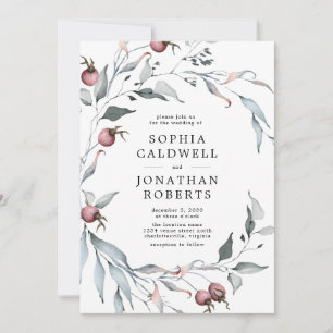 All in One QR Code Winter Berries Greenerity Weddi Einladung