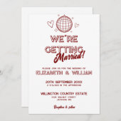 All in one Red Retro Disco Einladung (Vorne/Hinten)