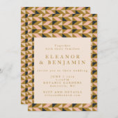 All-in-One Retro Art Deco Schwarz und Gold Hochzei Einladung (Vorne/Hinten)