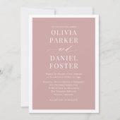 All in one rosa Dusty Rose QR Code Wedding Einladung (Vorderseite)