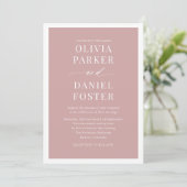 All in one rosa Dusty Rose QR Code Wedding Einladung (Stehend Vorderseite)