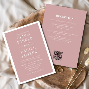 All in one rosa Dusty Rose QR Code Wedding Einladung