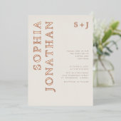 All in One Rose Gold Bold Typografy Wedding Folieneinladung (Stehend vorne)