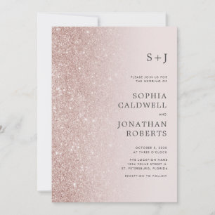 All in One Rose Gold Rouge Glitter Ombre Hochzeit Einladung