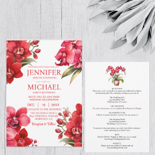 All-in-One-Rote-Orchideen-Hochzeitseinladungen Einladung