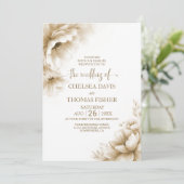 All in One Rustic Neutral Floral Wedding Einladung (Stehend Vorderseite)
