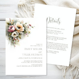 All in One Rustic Pink and Orange Floral Wedding Einladung