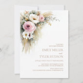 All in One Rustic Pink and White Floral Wedding Einladung (Vorderseite)