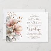 All in One Rustic Pink Floral Wedding Einladung (Vorderseite)