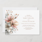 All in One Rustic Pink Floral Wedding Einladung (Vorderseite)
