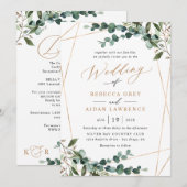 All-In-One Rustic Watercolor Gold Greenery Wedding Einladung (Vorne/Hinten)