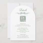 All in One Sage Green Floral Garden Wedding Arch Einladung (Rückseite)