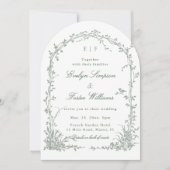 All in One Sage Green Floral Garden Wedding Arch Einladung (Vorderseite)