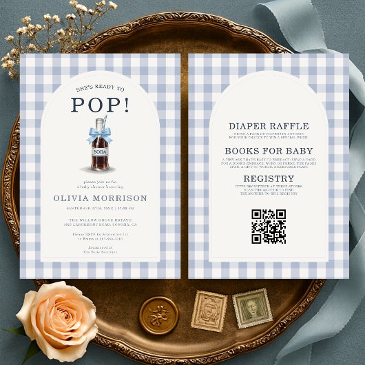 All in One She's Ready to Pop Boy Baby Shower Einladung