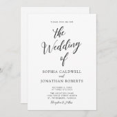 All in one Simple Black Calligraphy Wedding Einladung (Vorne/Hinten)