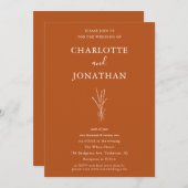 All in one Simple Botanical Terracotta Wedding Einladung (Vorne/Hinten)