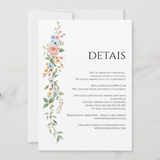 All-In-One Simple Classic wild flowers Wedding Einladung