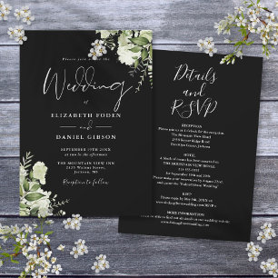 All In One Staubige Schwarz-Weiß-Grün-Hochzeit Einladung