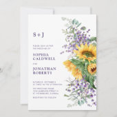 All in One Sunflower and Lavender Wedding Einladung (Vorderseite)