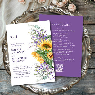 All in One Sunflower and Lavender Wedding Einladung