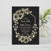 All in one Sunflower Black Wedding Einladung (Stehend Vorderseite)