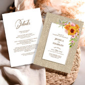 All in one Sunflower Floral Burlap Wedding Einladung