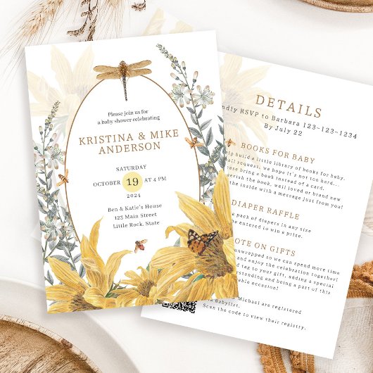 All in One Sunflower Herbst Wildblume Babydusche Einladung