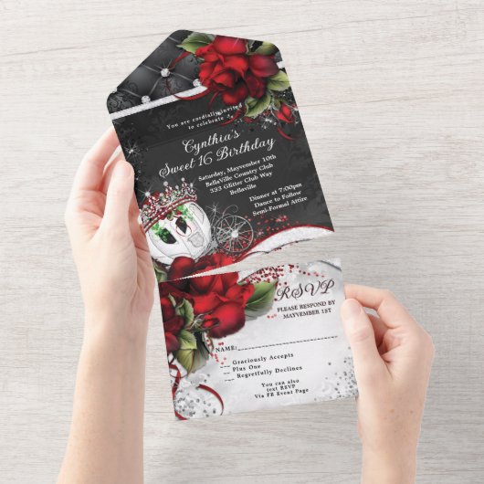 ALL IN ONE Sweet 16 Quince Event Einladung (Abreißen)