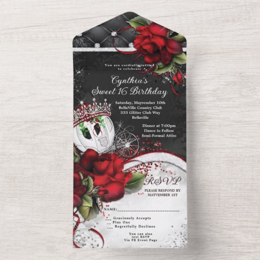 ALL IN ONE Sweet 16 Quince Event Einladung (Innen Boden)