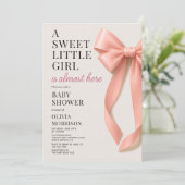 All in One Sweet Little Girl Bow Baby Shower Einladung (Stehend Vorderseite)