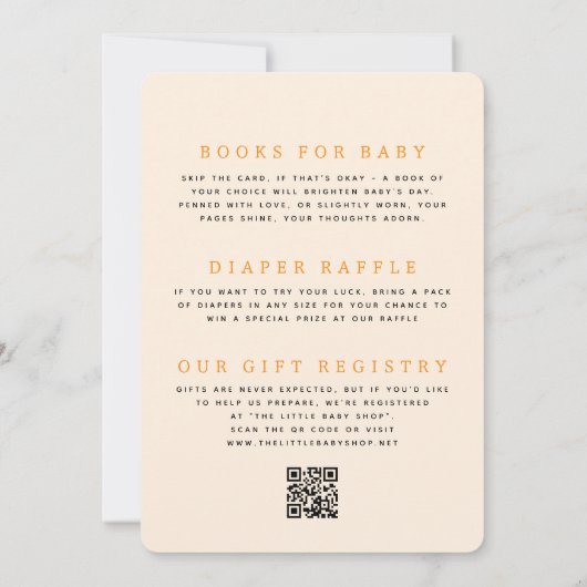 All in One Sweet Little Pumpkin Baby Shower Einladung (Rückseite)